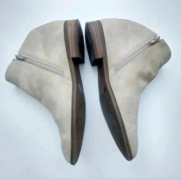 Lucky Brand Womens Jakeela Ankle Boots Beige Leather Pointed Toe Zip Cutout 8 M - Picture 9 of 9